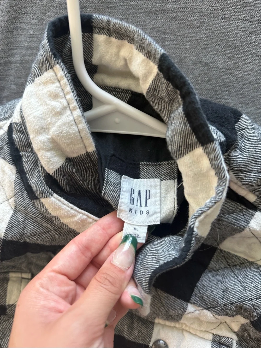 GAP Kids Black & White Plaid Quilted Shirt Jacket